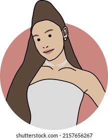 simple line art icon beautiful girl. Ariana Grande-Butera is an American singer, songwriter, and actress. Grammy Awards, Brit, Bambi, Billboard Music, Guinness World Records. Cat Valentine Nickelodeon