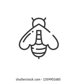 simple line art icon of bee pictogram design in trendy style, vector illustration