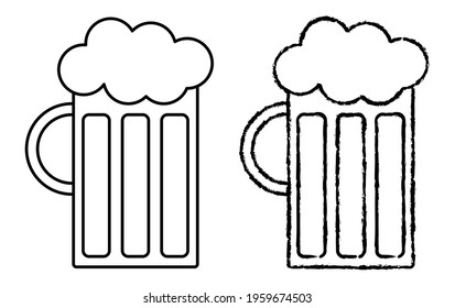 A simple line art icon of beer in a beer mug.
