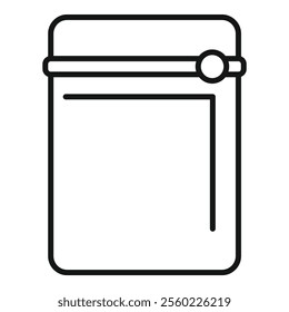 Simple line art icon of a blank food packaging bag, ideal for projects related to food storage, packaging design, and the food industry