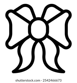 Simple line art icon of a bow, perfect for representing gifts, celebrations, and decorations