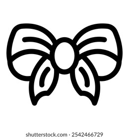 Simple line art icon of a bow, often used for gift wrapping and decoration, symbolizing celebrations and special occasions