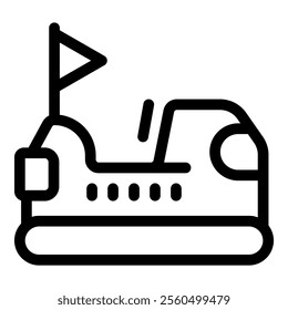 Simple line art icon of a bumper car found at carnivals and amusement parks