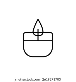 Icono de arte de línea simple de una vela ardiente para decoraciones festivas