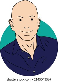 simple line art icon casual bald gentleman Jeff Bezos, Jeffrey Preston Bezosis American entrepreneur, media proprietor, investor, computer engineer, and commercial astronaut. Amazon executive