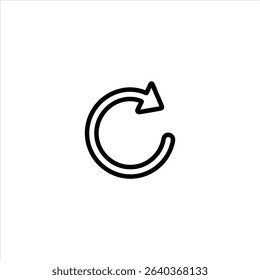 A simple line art icon of a circular arrow moving clockwise, symbolizing the flow of time, cycles, and repetition. Isolated on a white background.