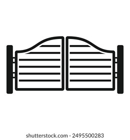 Simple line art icon of a classic saloon door, bringing a touch of the wild west