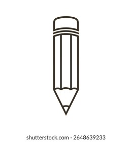 Simples ícone de arte de linha de um lápis clássico com uma ponta de grafite afiada
