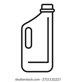 Icono de arte lineal simple de una botella de detergente de limpieza, ideal para representar tareas domésticas