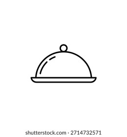 Simples ícone da arte da linha de uma bandeja de comida coberta