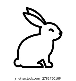 Simple line art icon of a cute rabbit sitting, minimalist vector illustration of a bunny for easter or animalthemed designs