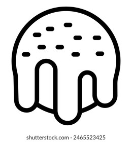 Simple line art icon depicting a melting or dripping sweet treat, ideal for food and dessert themes