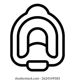 Simple line art icon depicting a backpack, ideal for design elements in educational themes