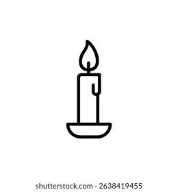 A simple line art icon depicting a lit candle on a stand.
