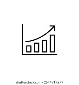 Simple line art icon depicting upward growth