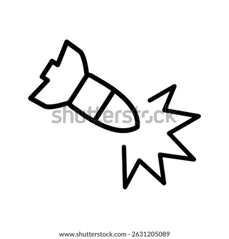 Simple line art icon depicting a bomb exploding.  Illustrates danger and destruction.