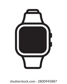 Simple line art icon of a digital smartwatch with blank face smartwatch wearable