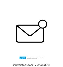 Simple Line Art Icon of Envelope with Notification Symbol Representing Communication and Messaging in Digital Space
