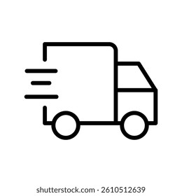 Simple Line Art Icon of a Fast Delivery Truck icon vector on white background