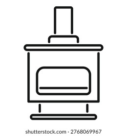 Simple line art icon of a fireplace burning wood, perfect for representing warmth and homeliness