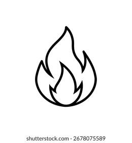Icono de arte lineal simple de una llama o fuego