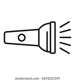 Icono simple del arte de la línea de una linterna que brilla un haz de luz brillante