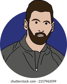 simple line art icon gentleman. Lionel Andrés Messi Leo, Argentine professional footballer Paris Saint-Germain, Barcelona captains Argentina national team,  Ballon d'Or, La Liga, UEFA Champions league