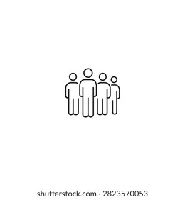 Simple line art icon of group of people with community population business corporate organization together connection networking minimalist