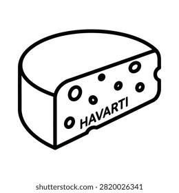 Simple line art icon of a Havarti cheese wheel.