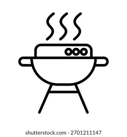 Un icono de arte lineal simple de una parrilla de barbacoa caliente con vapor. Representa la cocina al aire libre, picnics y fiestas de verano. Ideal para gráficos relacionados con la comida.
