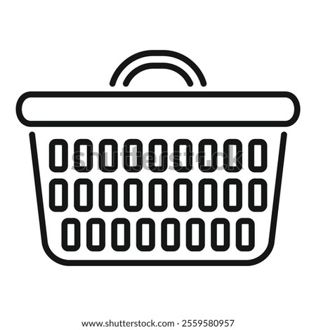 Simple line art icon of a laundry basket, ready to be filled with fresh, clean clothes