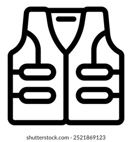 Icono simple del arte de la línea de un chaleco salvavidas, diseñado para la seguridad y la flotabilidad en el agua