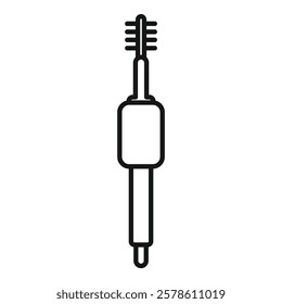 Simple line art icon of a mascara brush, a beauty essential for enhancing eyelashes