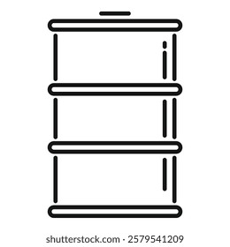 Simple line art icon of a metal barrel for storing and transporting oil and petroleum products