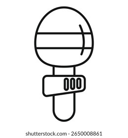 Simples ícone de arte de linha de um microfone, representando gravação de áudio e transmissão