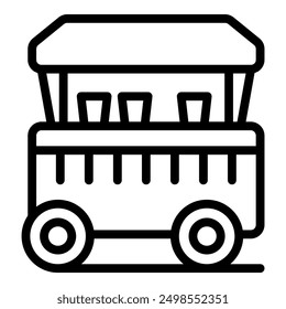 Simple line art icon of a mobile food cart serving drinks