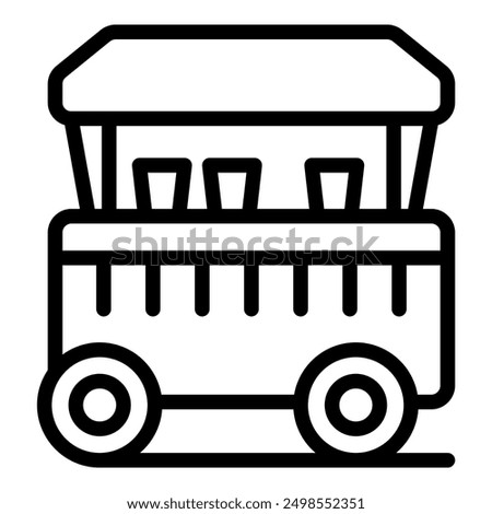Simple line art icon of a mobile food cart serving drinks