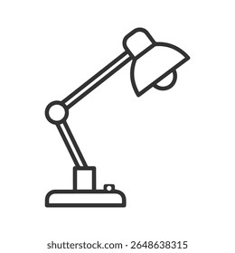 Simples ícone da arte da linha de uma lâmpada de mesa ajustável moderna em um fundo branco