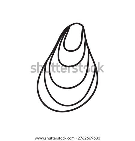 Simple Line Art Icon of a Mussel Shell representing Seafood and Marine Life