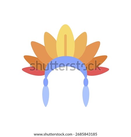 A simple line art icon of a Native American chief headdress. This traditional symbol of culture and heritage is perfect for tribal and history-related designs.