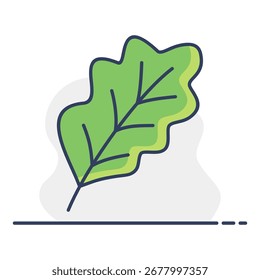 Un simple icono de arte lineal de una hoja de roble, que simboliza la belleza de la temporada de otoño. Esta ilustración es perfecta para transmitir temas de naturaleza y cosecha.