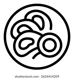 Simples ícone de arte de linha de ostras em uma placa, perfeito para representar pratos de frutos do mar