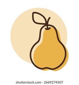 A simple, line art icon of a pear. This illustration is perfect for food, healthy eating, and harvest-themed designs, symbolizing a natural and delicious autumn product.