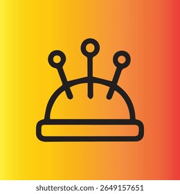 Um simples ícone de arte de linha de um alfinete com agulhas Um símbolo atemporal de costura e bordado contra um pano de fundo gradiente Ideal para projetos relacionados com artesanato