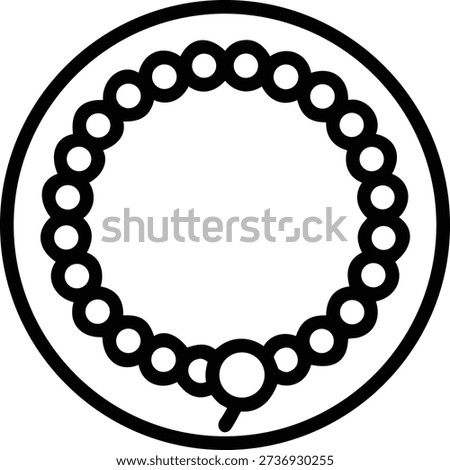 A simple line art icon of prayer beads (tasbih) arranged in a circle, symbolizing devotion and meditation.