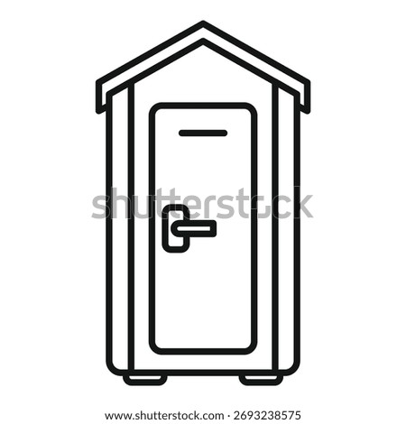 Simple line art icon of a public toilet with a locked door
