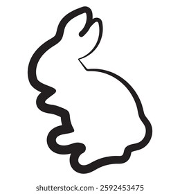 simple line art icon of a rabbit being washed, for logos or holiday designs