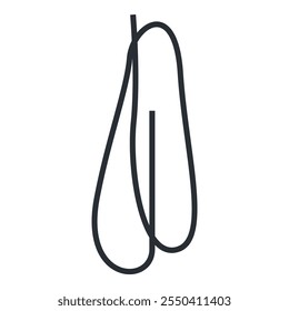Simple line art icon representing hanging earbuds, ideal for minimalist designs and tech related projects
