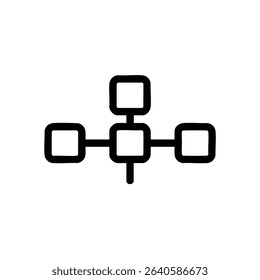 A simple line art icon representing a blockchain, with three interconnected blocks in a chain. Isolated vector design.