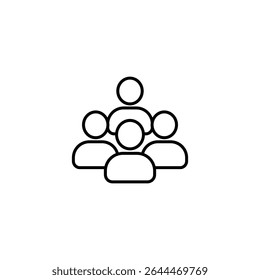 Ícone de arte de linha simples que representa uma equipe, colaboração ou grupo de pessoas.